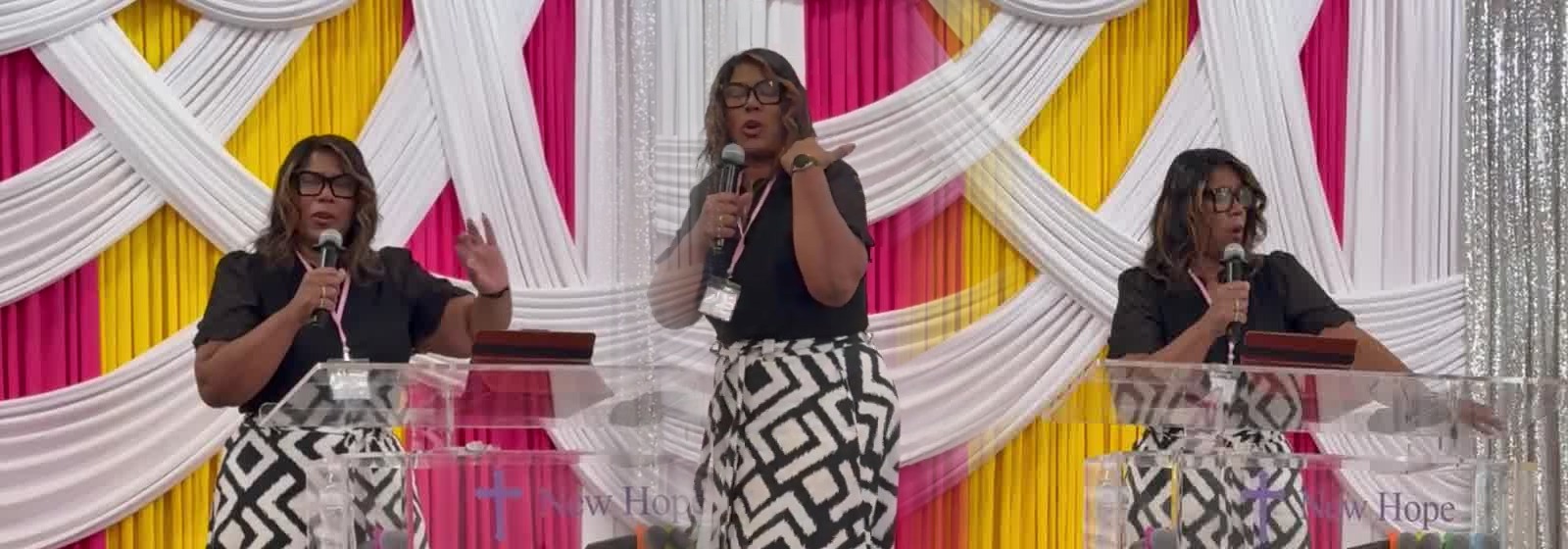 Pastor Kay preaching at New Hope